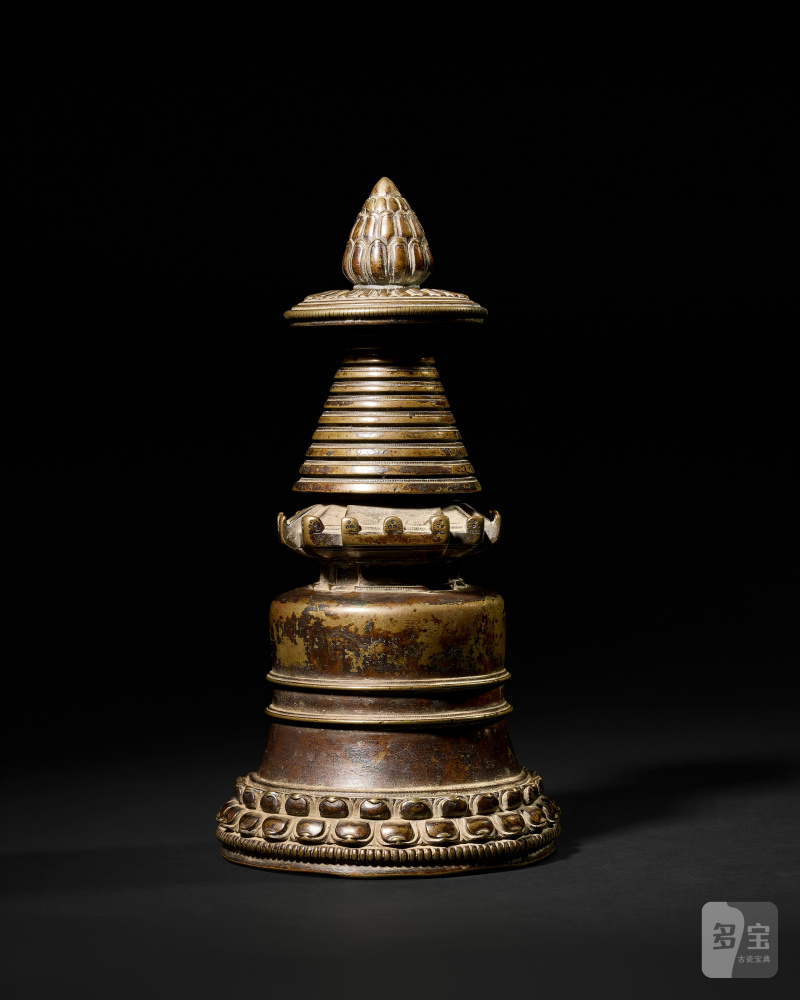 STUPA KADAMPA EN ALLIAGE DE CUIVRE  TIBET, XIIIE-XVIE SIÈCLE - 图2